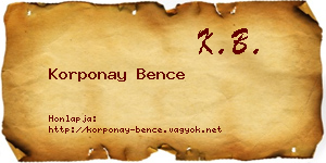 Korponay Bence névjegykártya